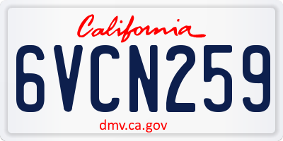 CA license plate 6VCN259