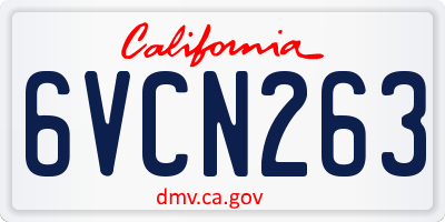 CA license plate 6VCN263
