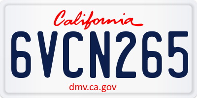 CA license plate 6VCN265