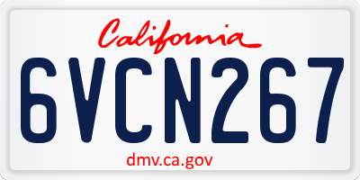 CA license plate 6VCN267