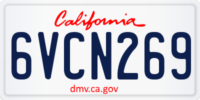 CA license plate 6VCN269