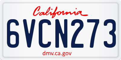 CA license plate 6VCN273