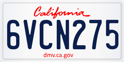 CA license plate 6VCN275