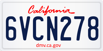 CA license plate 6VCN278