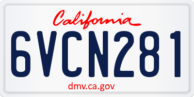 CA license plate 6VCN281