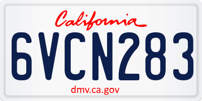 CA license plate 6VCN283