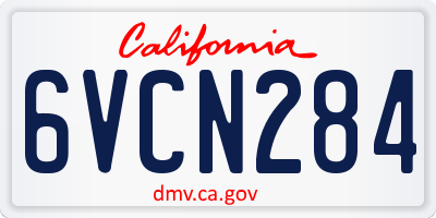 CA license plate 6VCN284