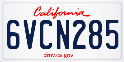 CA license plate 6VCN285