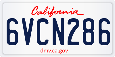 CA license plate 6VCN286