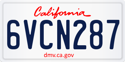 CA license plate 6VCN287