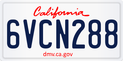 CA license plate 6VCN288