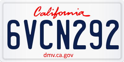 CA license plate 6VCN292