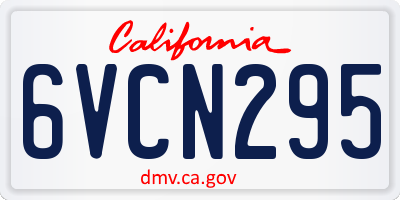 CA license plate 6VCN295