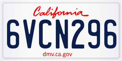 CA license plate 6VCN296