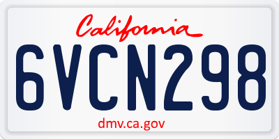 CA license plate 6VCN298