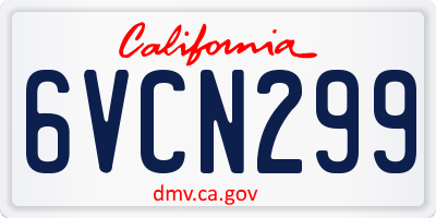 CA license plate 6VCN299