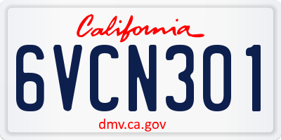 CA license plate 6VCN301