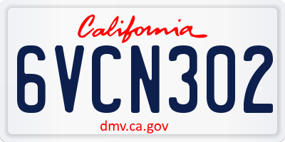 CA license plate 6VCN302