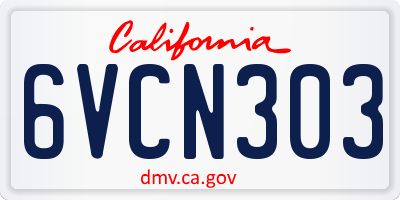 CA license plate 6VCN303