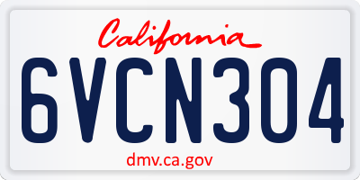 CA license plate 6VCN304