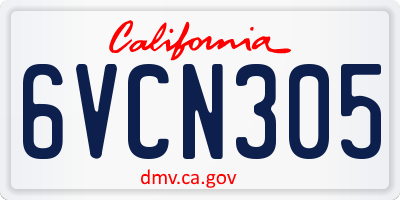 CA license plate 6VCN305