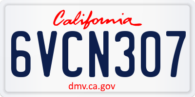 CA license plate 6VCN307
