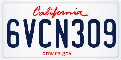 CA license plate 6VCN309