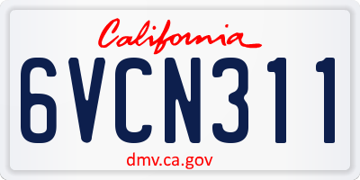 CA license plate 6VCN311