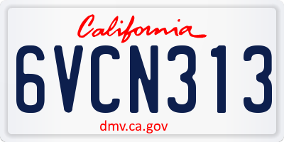 CA license plate 6VCN313