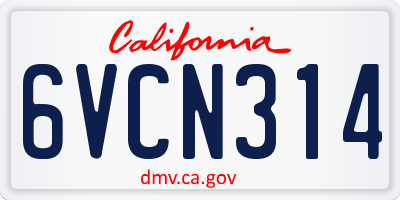 CA license plate 6VCN314