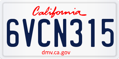 CA license plate 6VCN315