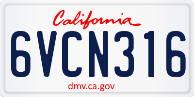 CA license plate 6VCN316