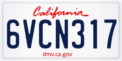 CA license plate 6VCN317