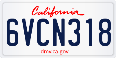 CA license plate 6VCN318