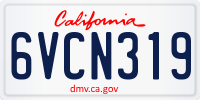CA license plate 6VCN319