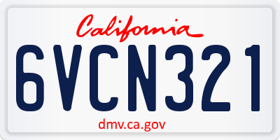 CA license plate 6VCN321