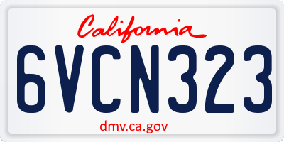 CA license plate 6VCN323