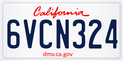 CA license plate 6VCN324