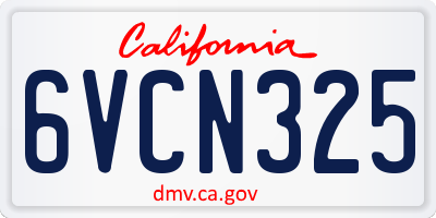 CA license plate 6VCN325