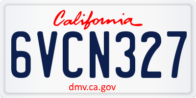 CA license plate 6VCN327