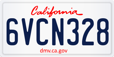 CA license plate 6VCN328