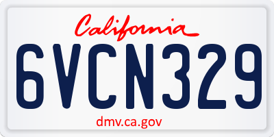CA license plate 6VCN329