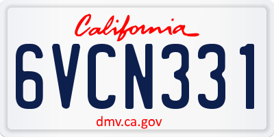 CA license plate 6VCN331