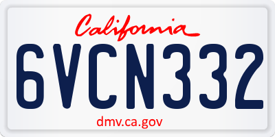 CA license plate 6VCN332