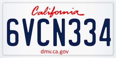 CA license plate 6VCN334