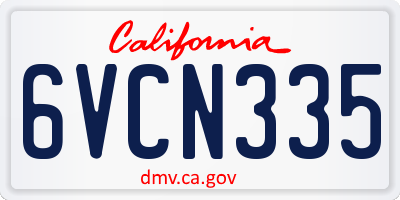 CA license plate 6VCN335