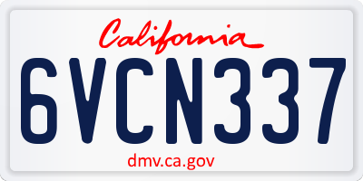 CA license plate 6VCN337