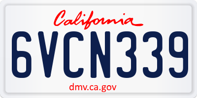 CA license plate 6VCN339