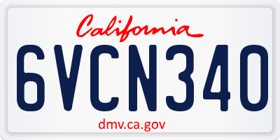 CA license plate 6VCN340