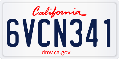 CA license plate 6VCN341